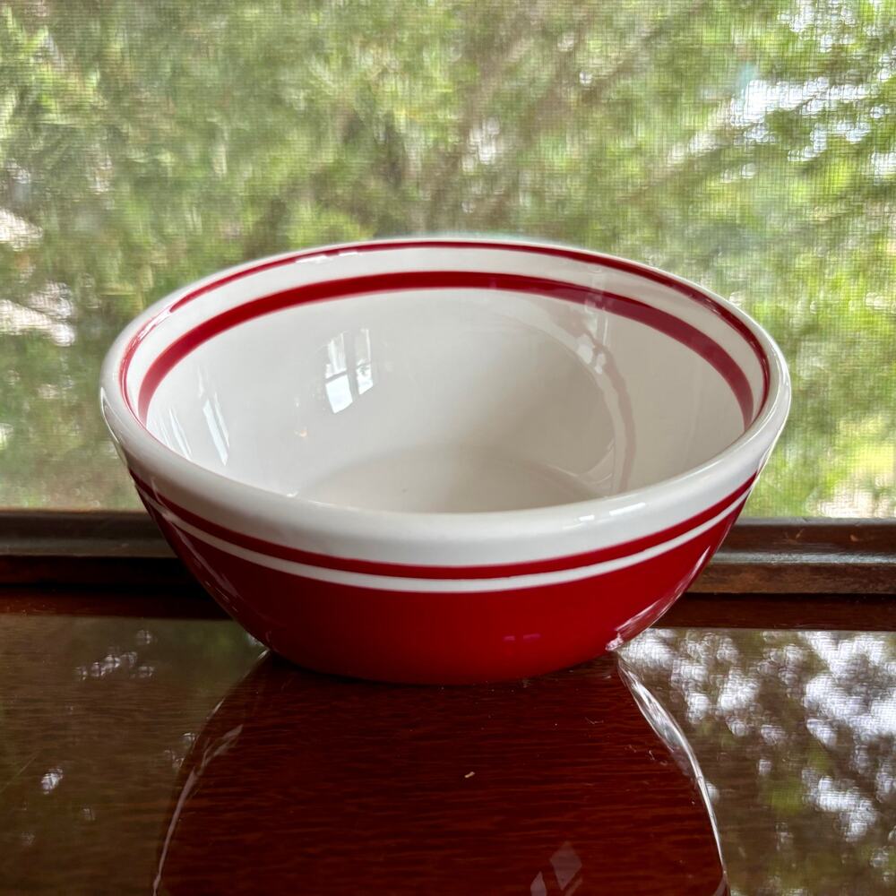 Dansk Maraschino Red Stripe Ceramic Bowl